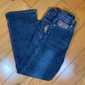 Arizona Jeans Girls sz 6 sequin + embroidered pockets accent hearts sparkle pink